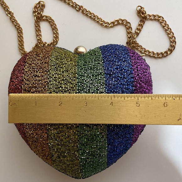 TopShop Rainbow Beaded Heart Clutch or Crossbody - Picture 16 of 16